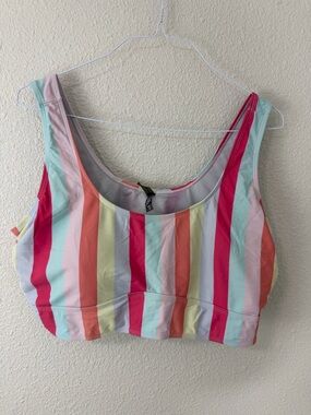 Torrid Wireless Scoop Bikini Top Striped Pastel Swim Sz 4X